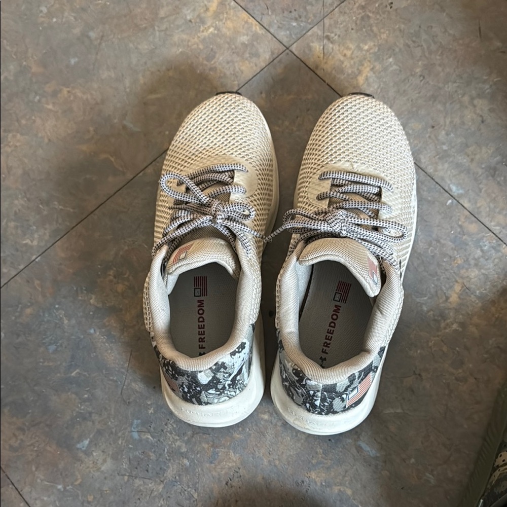 Beige Mesh Lace-Up Sneakers